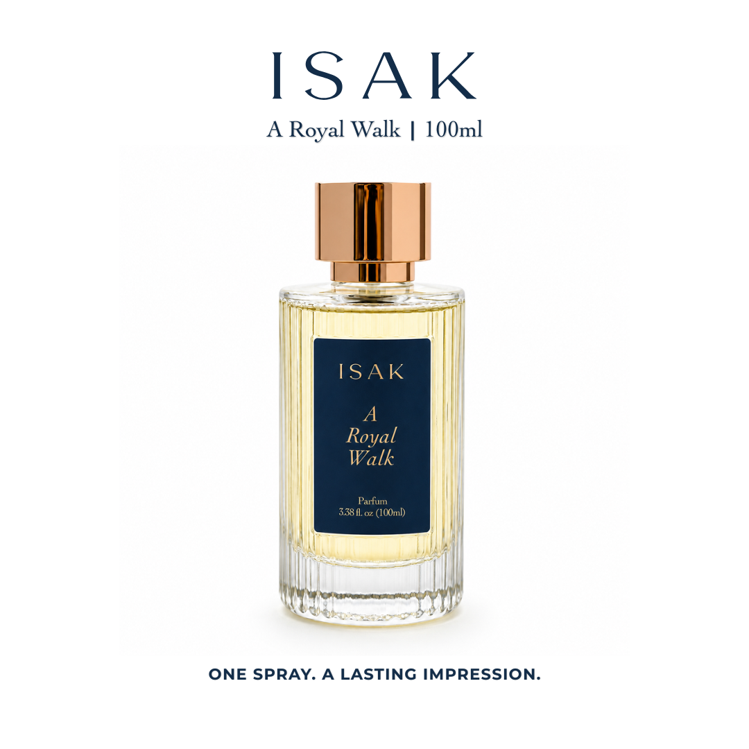 Perfume bottle with ISAK Royal Walk woody perfume with Oudh