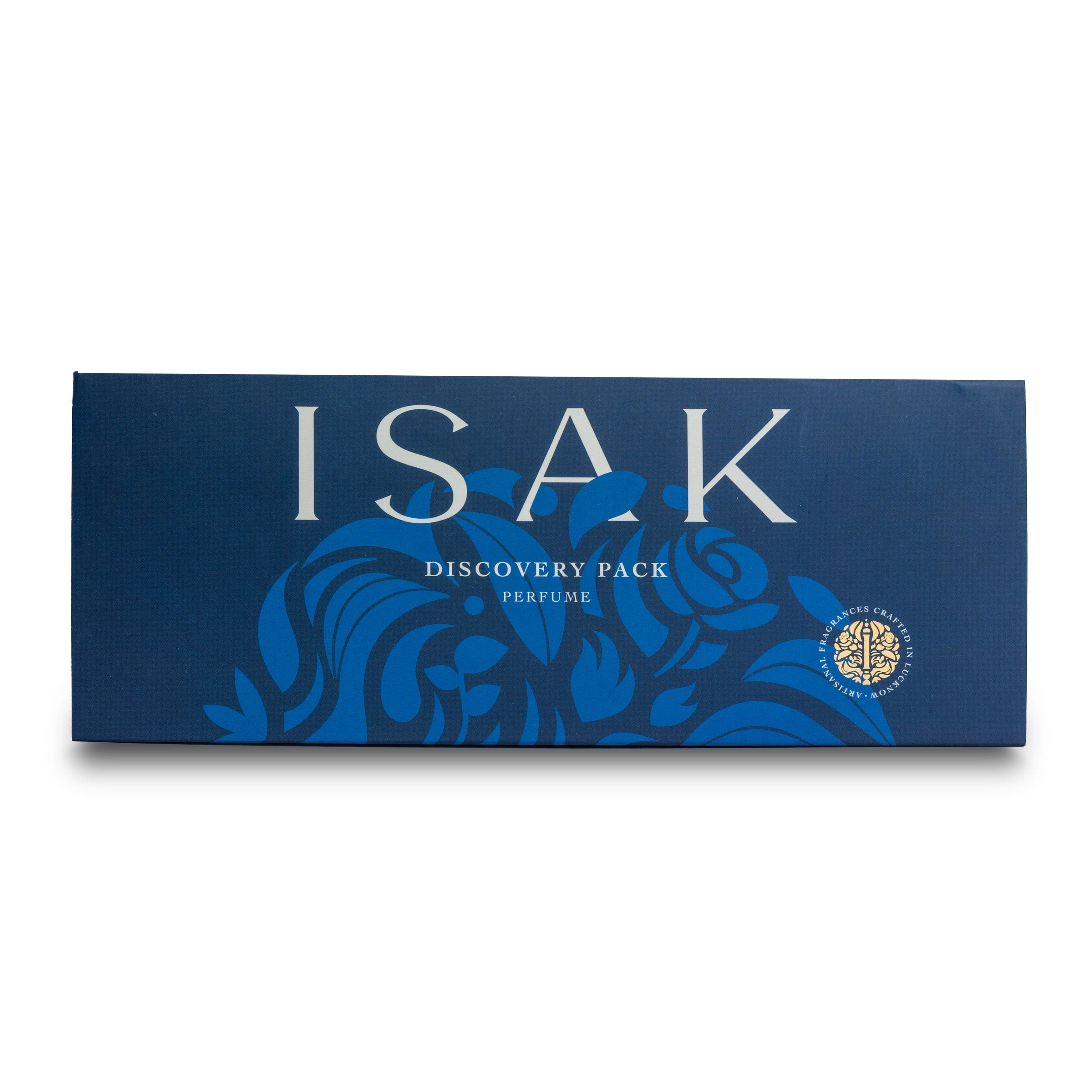 ISAK Discovery Pack perfume box with 'DISCOVERY PACK' logo and floral art