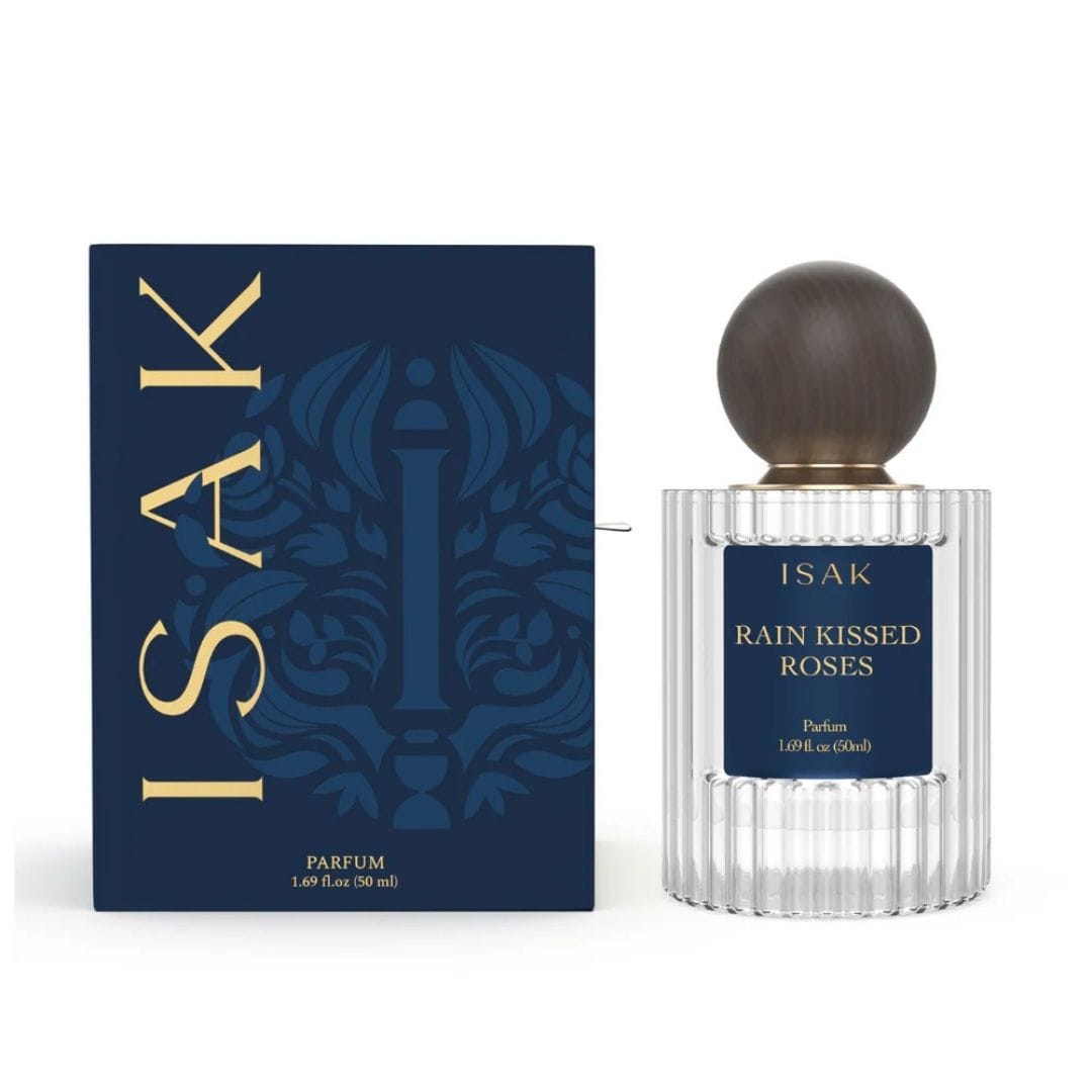 Rain Kissed Roses parfum 50ml bottle with blue label and matching box