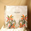 Gift box with ISAK label and tropical floral print on front panel