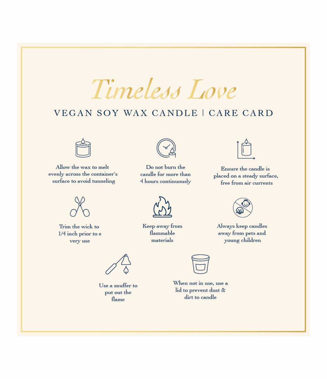 Whispers of tranquility scented candle care card