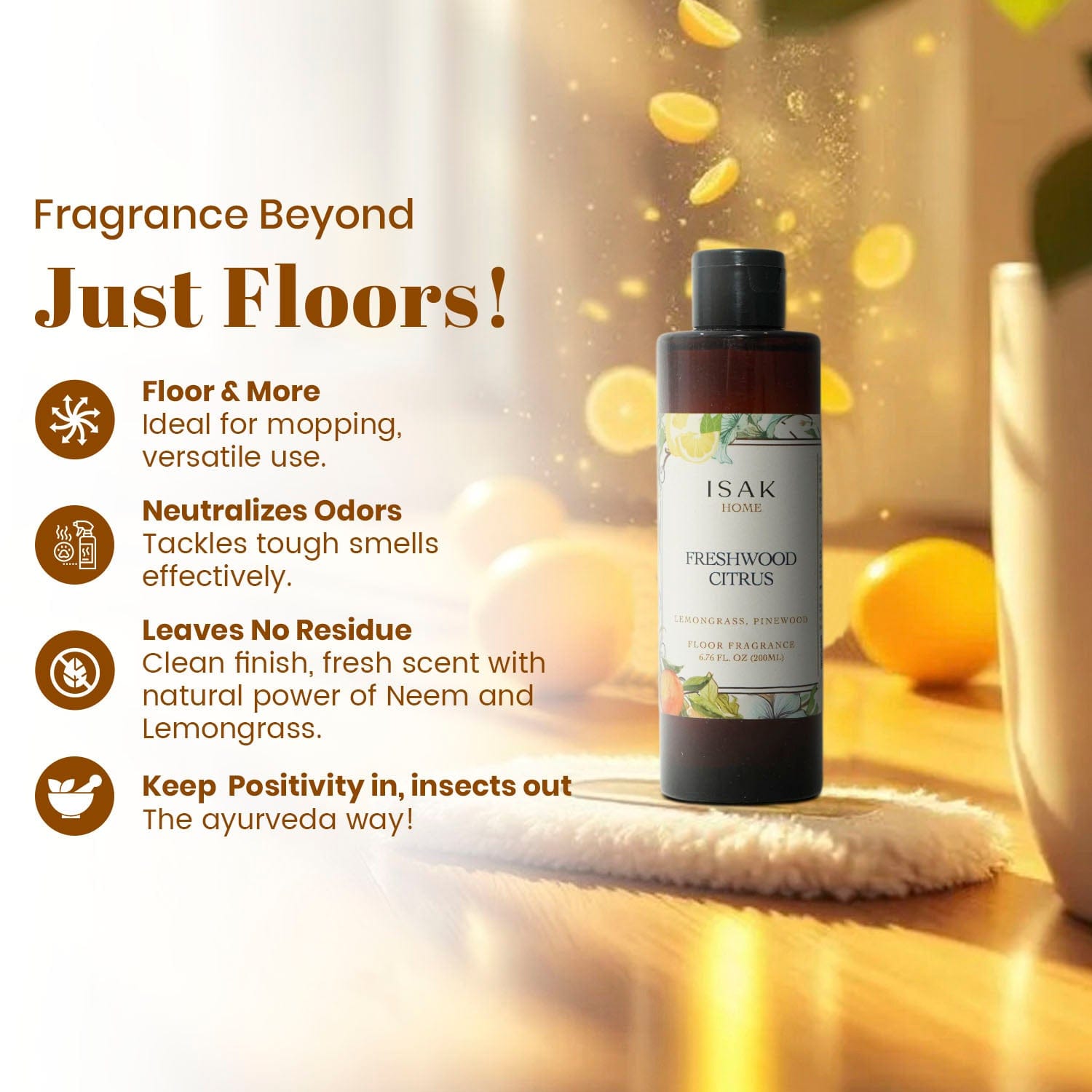 ISAK Home Fragrance 200ml Freshwood Citrus Floor Fragrance