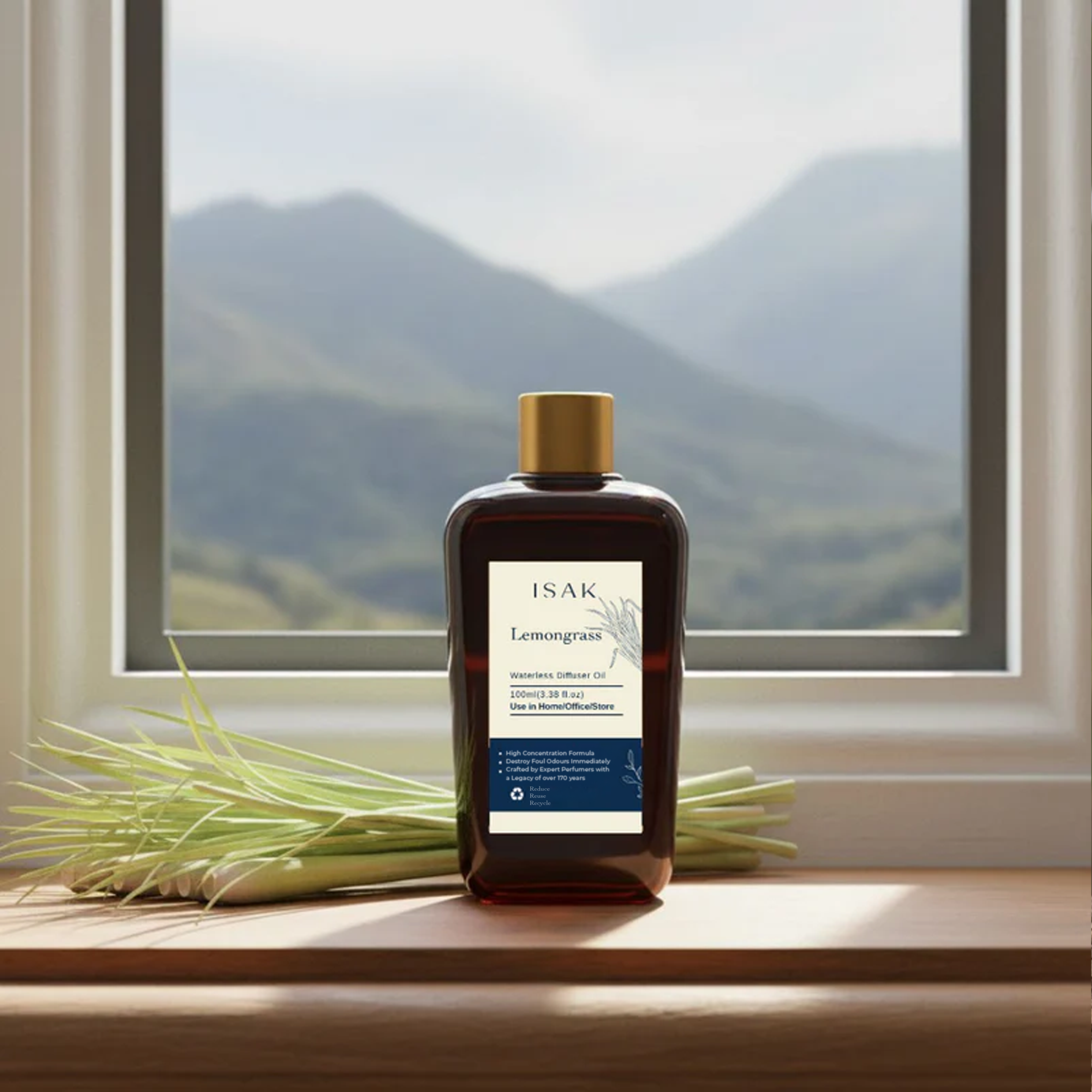 ISAK Home Fragrance 100ml Lemongrass Waterless Diffuser Oil