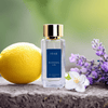 Blooming a.m. Eau de Parfum bottle with gold cap and blue label