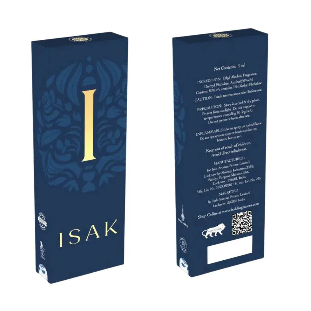Isak Lavender Rain mini perfume box back with net content 9ml and ingredient text