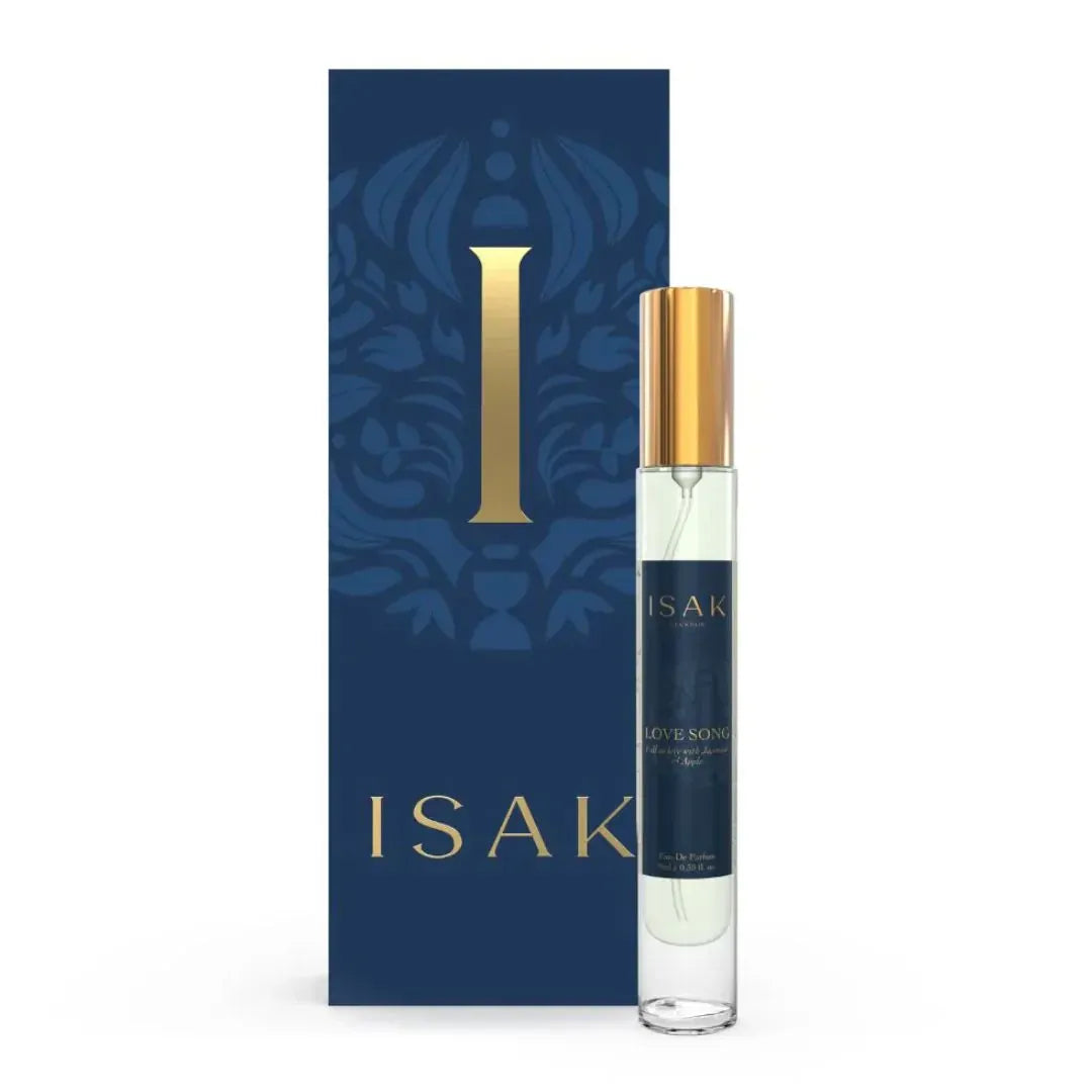 Love Song Duftmini 9 ml mit blauer Geschenkbox und schmalem Flakon, goldene Kappe